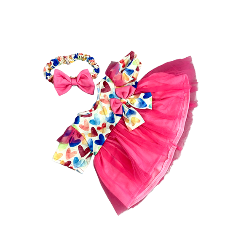 ROBE COEUR ROSE BANDEAU