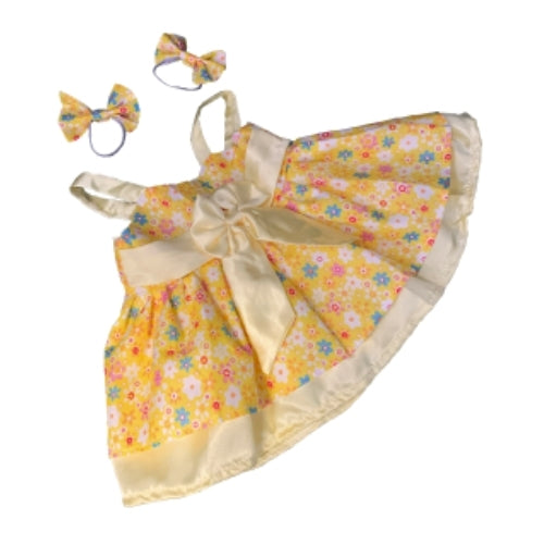 Yellow Dress with Daisy Satin Ribbon